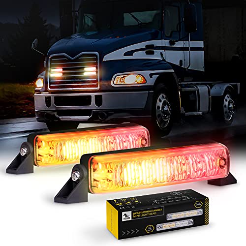 Unicorn Lighting Emergency Lights for Vehicles - WA01 (Amber/Red) 6 LED Strobe Lights for Truck and Cars, IP68 Waterproof, Easy Installation, 360-Degree Rotation Mount (2 Pack) - Image 1
