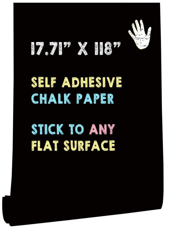HeloHo 118"X 17.71" Black Chalkboard Paper for Walls Self Adhesive Removable Chalkboard Vinyl Paper Blackboard Wallpaper Peel and Stick for Home Office School Restaurant Furniture DIY Decor - Image 1
