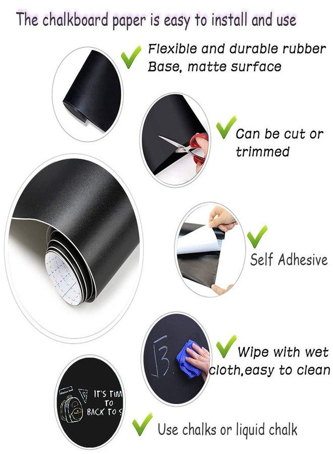 HeloHo 118"X 17.71" Black Chalkboard Paper for Walls Self Adhesive Removable Chalkboard Vinyl Paper Blackboard Wallpaper Peel and Stick for Home Office School Restaurant Furniture DIY Decor - Image 3