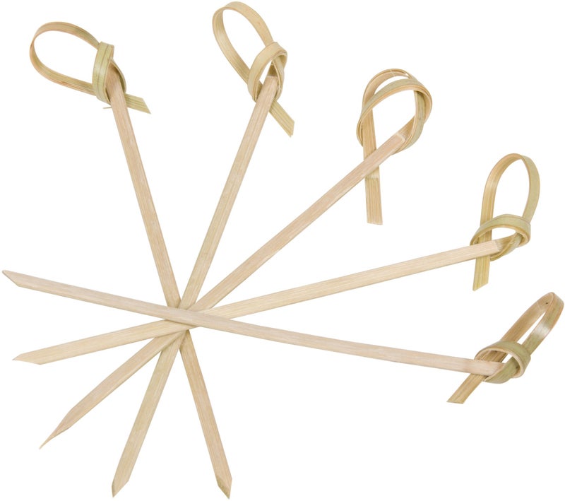 KingSeal 1000 Count | KingSeal Bamboo Wood Flower Knot Picks, Skewers, 3.5 Inches, Perfect for Cocktails and Appetizers, Bulk Pack - 10 Packs of 100 Each - Image 1