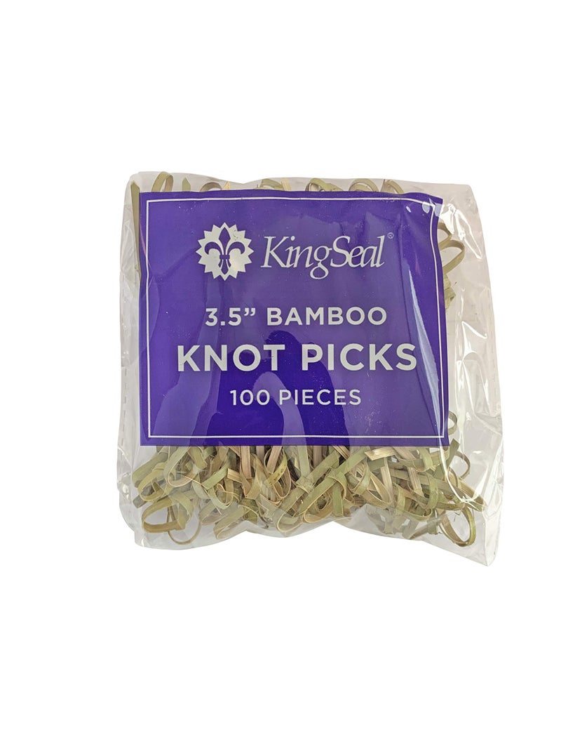 KingSeal 1000 Count | KingSeal Bamboo Wood Flower Knot Picks, Skewers, 3.5 Inches, Perfect for Cocktails and Appetizers, Bulk Pack - 10 Packs of 100 Each - Image 2