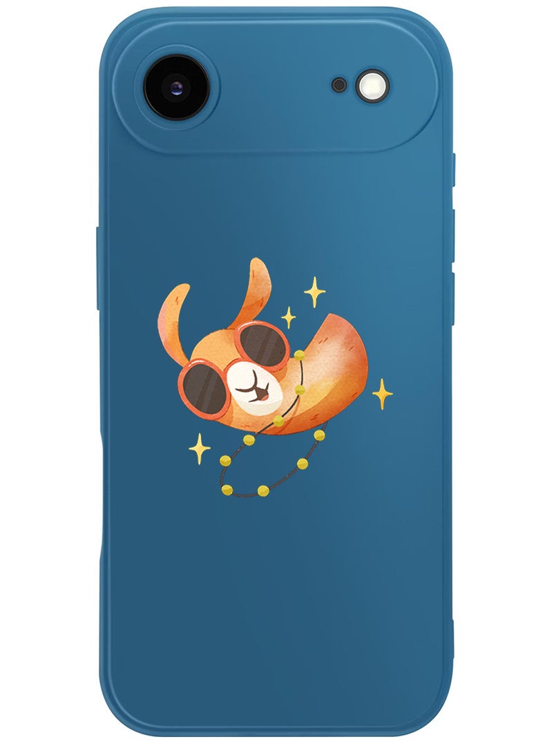 Theodor Protective Slim Fit Case Liquid Silicone Cover with Full Body Protection Anti-Scratch Shockproof Case For Apple iPhone 17 Air (Blue) Camel wearing goggles - Image 1