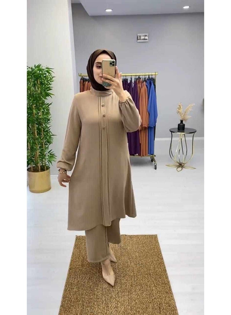 أمياي Uploaded image Give me title of above dress for noon   Here are some Noon-style product title ideas for the dress in the image (modest 2-piece set with tunic and pants): Women's Modest Button Detail Long Tunic & Wide Leg Pants Set – Beige Elegant Modest 2-Piece Tunic Top and Pants Set for Women – Beige Women's Long Sleeve Button Front Tunic with Matching Pants Set – Beige Modest Casual Wear 2-Piece Tunic and Trousers Set for Women – Beige Women's Elegant Long Tunic Top & Loose Pants Modest Outfit – Beige Stylish Modest Co-Ord Set Long Sleeve Tunic & Pants – Beige ⭐ Best optimized Noon title (recommended): Women's Modest Long Sleeve Button Detail Tunic Top with Wide Leg Pants 2-Piece Set – Beige If you want, I can also provide:  SEO keywords for Noon Product description Bullet features to help increase listing visibility and sales.  Give me this title in Arabic. Stylish Modest Co-Ord Set Long Sleeve Tunic & Pants  طقم نسائي محتشم أنيق قطعتين – تونيك بأكمام طويلة مع بنطال - Image 1