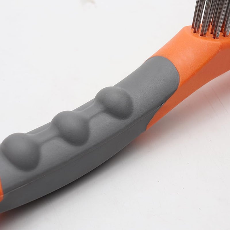 MAXMAN Wire Brush Set,Heavy Duty Carbon Steel and Stainless Steel Wire Scratch Brush for Cleaning Rust with 10" Curved Plastic Handle,2 PCs - Image 4