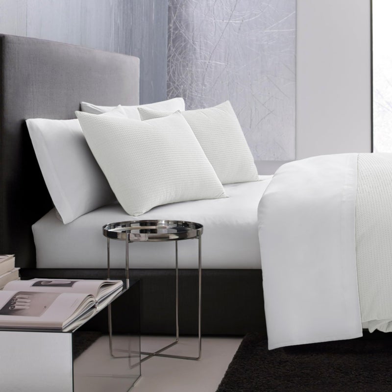 Vera Wang - King Duvet Cover Set, Soft Cotton Bedding with Matching Pillowcases, Button Closure & Inner Corner Ties, 3 Piece Bed Set (Waffle Pique White) - Image 5