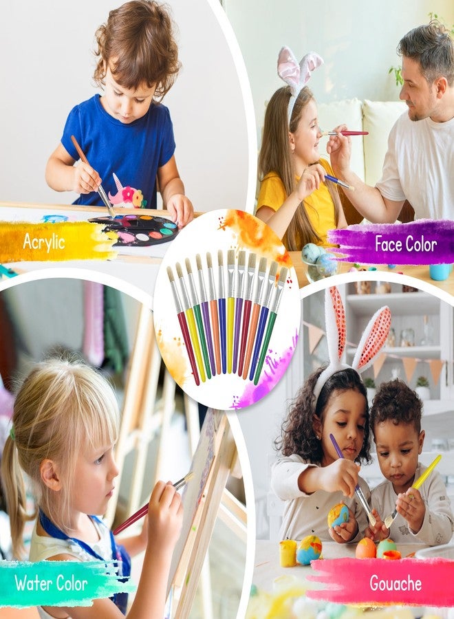 4E's Novelty 12Pcs Kids Paint Brushes, Thick Round & Flat Paint Tools for Kids Arts & Crafts, Preschool Toddler Paint Brush for Acrylic Paint, Teachers Classroom Supplies - Image 5