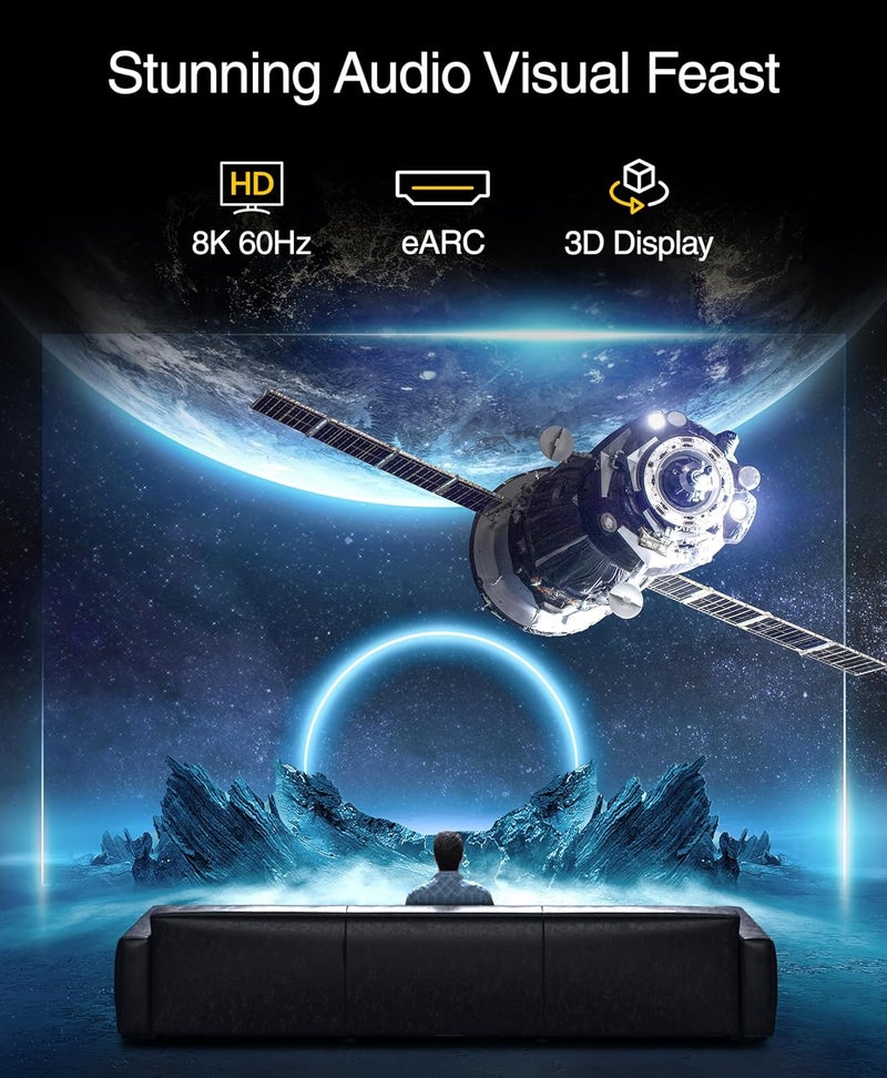 Kinivo 8K HDMI Switch 2 in 1 Out - (Uni-Directional, 8K 60Hz, Ultra HD Switcher Hub, 48Gbps HDMI Hub, HDR10+ Selector, Manual Switching Only) - Compatible with HDTV, PS5/4, Xbox, Projector - Image 3