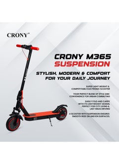 Crony W563 250w Motor E-Scooter 25-45km/H High Speed, 36v/7.8ah Battery, 10-25km Range, Front Suspension, Rear Disc Brakes, Aluminum Alloy Frame, 100kg Max Load, Led Headlamp, App Connectivity, Foldable & Portable Electric Scooter For Adults & Kids, Electric Scooter For Commuting & Leisure, Long-Range Motorized Scooter With Easy Folding, Lightweight High-Performance Commuter Skateboard，Red  - Image 4