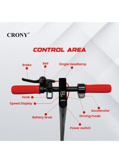 Crony W563 250w Motor E-Scooter 25-45km/H High Speed, 36v/7.8ah Battery, 10-25km Range, Front Suspension, Rear Disc Brakes, Aluminum Alloy Frame, 100kg Max Load, Led Headlamp, App Connectivity, Foldable & Portable Electric Scooter For Adults & Kids, Electric Scooter For Commuting & Leisure, Long-Range Motorized Scooter With Easy Folding, Lightweight High-Performance Commuter Skateboard，Red  - Image 3