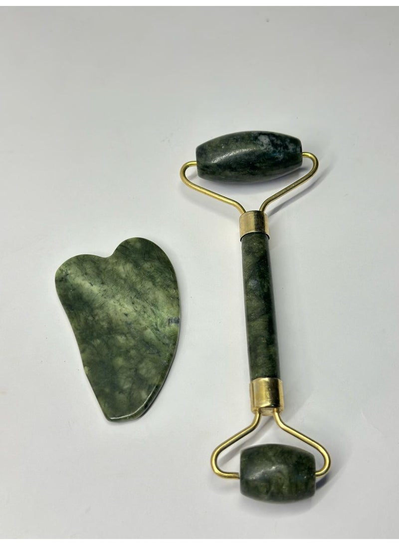 أسطوانة تدليك الوجه باليشم وأداة غوا شا الطبيعية والحجرية لعلاج الوجه والرقبة - Image 4