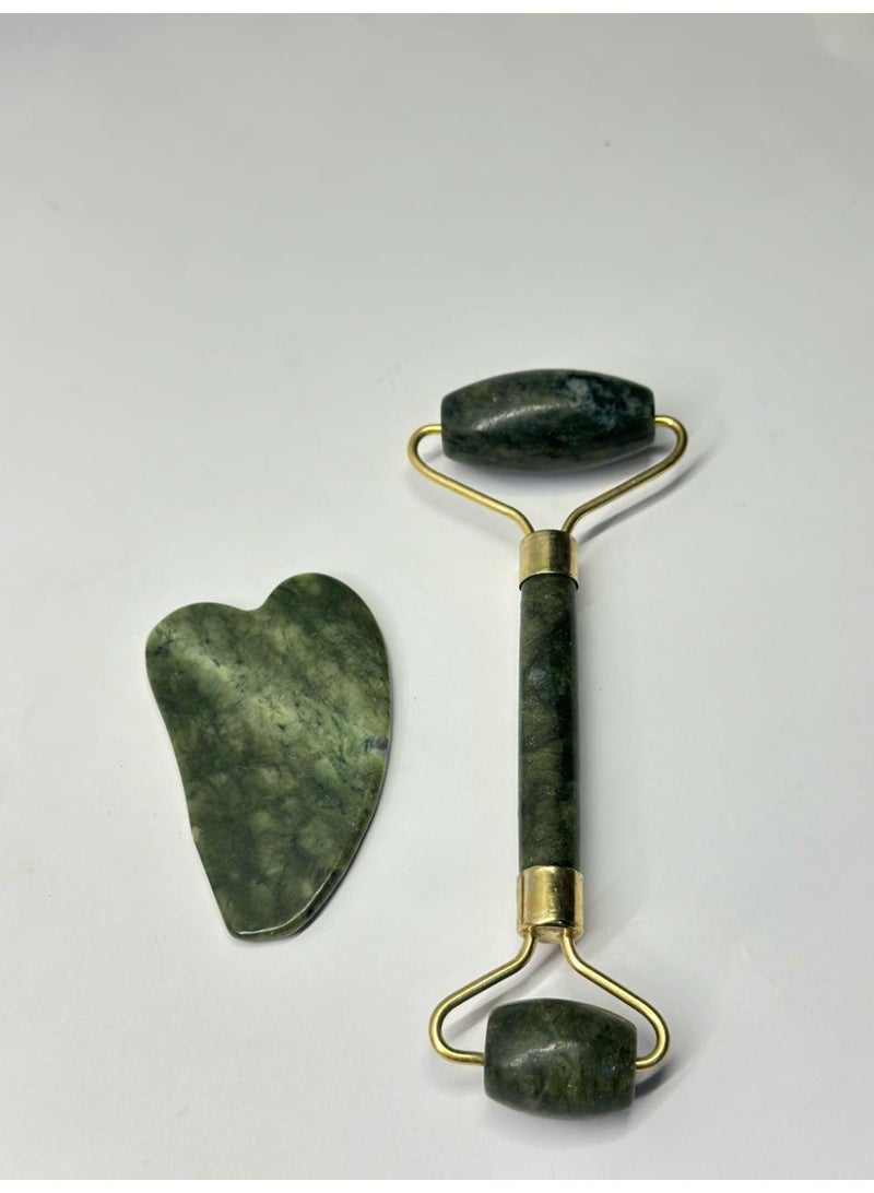 أسطوانة تدليك الوجه باليشم وأداة غوا شا الطبيعية والحجرية لعلاج الوجه والرقبة - Image 2