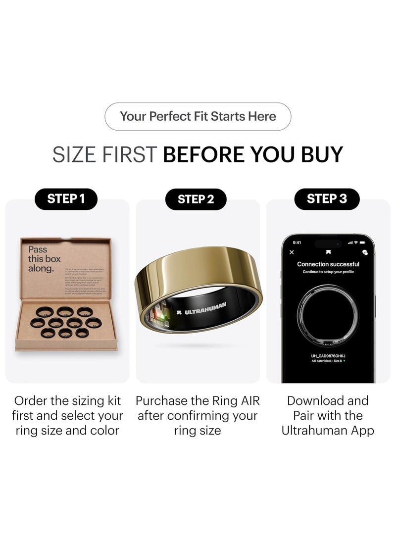 ULTRAHUMAN AIR-Smart Ring Health Tracker, Size First with Ultrahuman Sizing Kit,Sleep Tracker,Smart Ring for Men/Women,Fitness Tracker (Size 13)  - Image 2