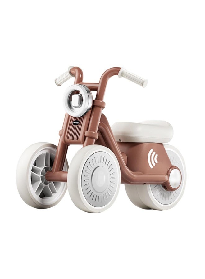 Baby Balance Bike with Sound & Light Anti-Tip Design With Silent Flashing Wheels Toddler Ride-On Toy Brown - Image 1