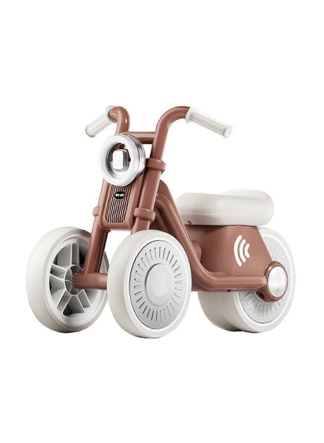 Baby Balance Bike with Sound & Light Anti-Tip Design With Silent Flashing Wheels Toddler Ride-On Toy Brown - Image 3