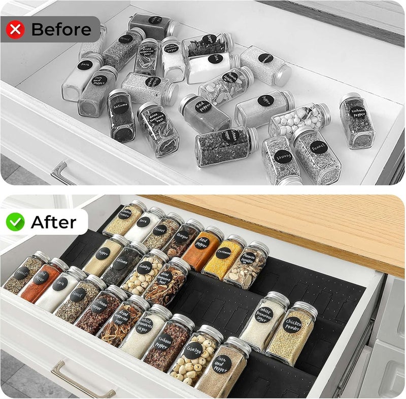 Famhap Store Spice Drawer Organizer, 6 Pack Drawer Seasoning Organizer Expandable from 11.6" to 23.2" Seasoning Rack Tray Insert for Kitchen Drawers, Spice Rack Tray for Drawer/Countertop (Black) - Image 4