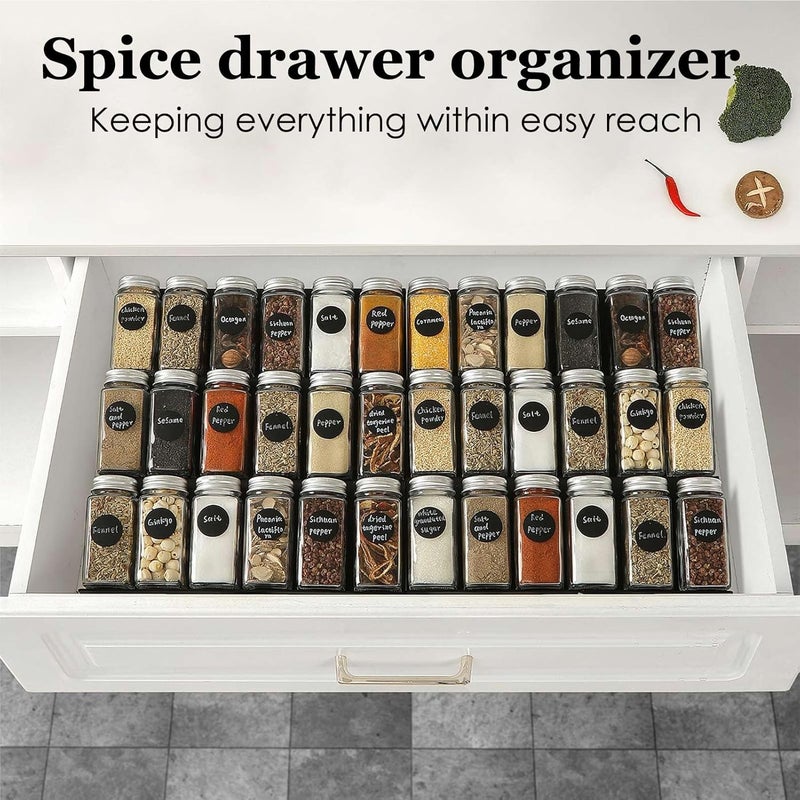 Famhap Store Spice Drawer Organizer, 6 Pack Drawer Seasoning Organizer Expandable from 11.6" to 23.2" Seasoning Rack Tray Insert for Kitchen Drawers, Spice Rack Tray for Drawer/Countertop (Black) - Image 5