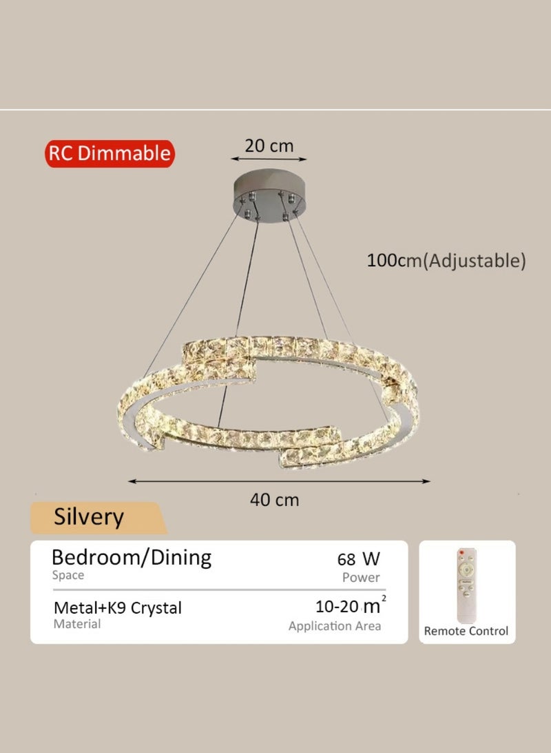 أورالوكسي إضاءة LED مع جهاز تحكم عن بعد بالأشعة تحت الحمراء إضاءة السقف باللون الذهبي ثلاثة ألوان من الإضاءة ثريات سقف كريستالية 68 واط مناسبة لغرفة المعيشة وغرفة النوم وغرفة الطعام - Image 4