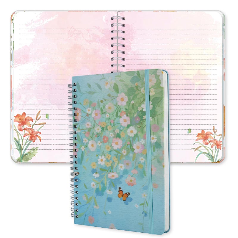 SIIXU Floral Decorated Notebook A5, Unique Colorful Flower Design Journal for Women with Patterned Inner Pages for Writing, Small, Lined - Image 1