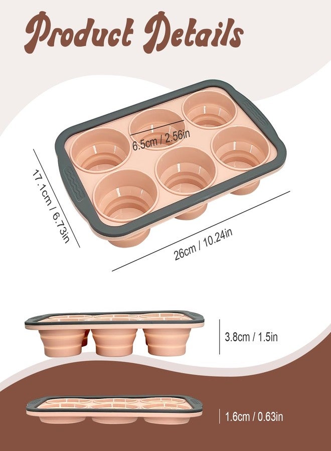 FALESHOS Silicone Muffin Pans for Baking with Metal Frame, 6-Cup Silicone Muffin Pan, Non-BPA Nonstick Coating, Easy Release & Clean, Oven & Dishwasher Safe, Versatile for Baking, Custards & Cupcakes(Pink) - Image 2