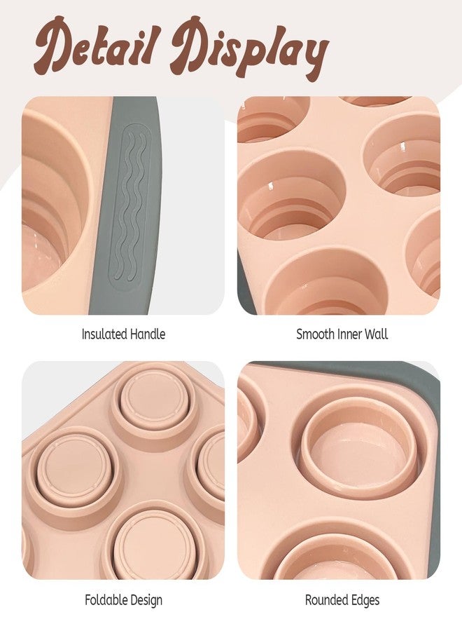 FALESHOS Silicone Muffin Pans for Baking with Metal Frame, 6-Cup Silicone Muffin Pan, Non-BPA Nonstick Coating, Easy Release & Clean, Oven & Dishwasher Safe, Versatile for Baking, Custards & Cupcakes(Pink) - Image 3