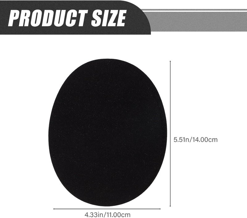 Oval Iron-on Clothes Repair Patches for Jeans Knee and Suit Elbow, Black Flocked Fabric Decorative Sewing Appliques, 1 Pair for Clothing Mending and Craft - Image 2