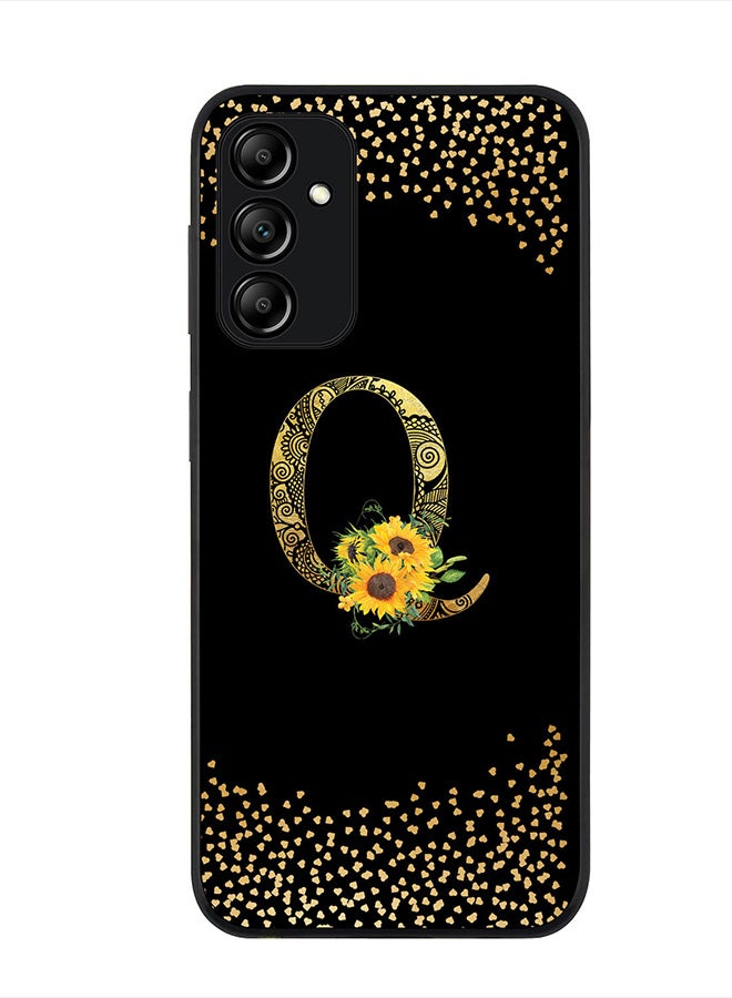 Stylizedd Cover for Samsung Galaxy M14 5G Case , Rugged Black Slim fit Phone Cases Custom Monogram Initial Letter Mandala Floral Pattern Alphabet-Q (Dark Pink Rose) - Image 1