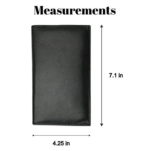 Marshal Bifold Leather RFID Blocking Wallet For Men & Women | Genuine Leather Holder With 19 Slots, 2 Bill Compartments & ID Window For Credit/Debit Cards, Money & More (Black) - Image 2