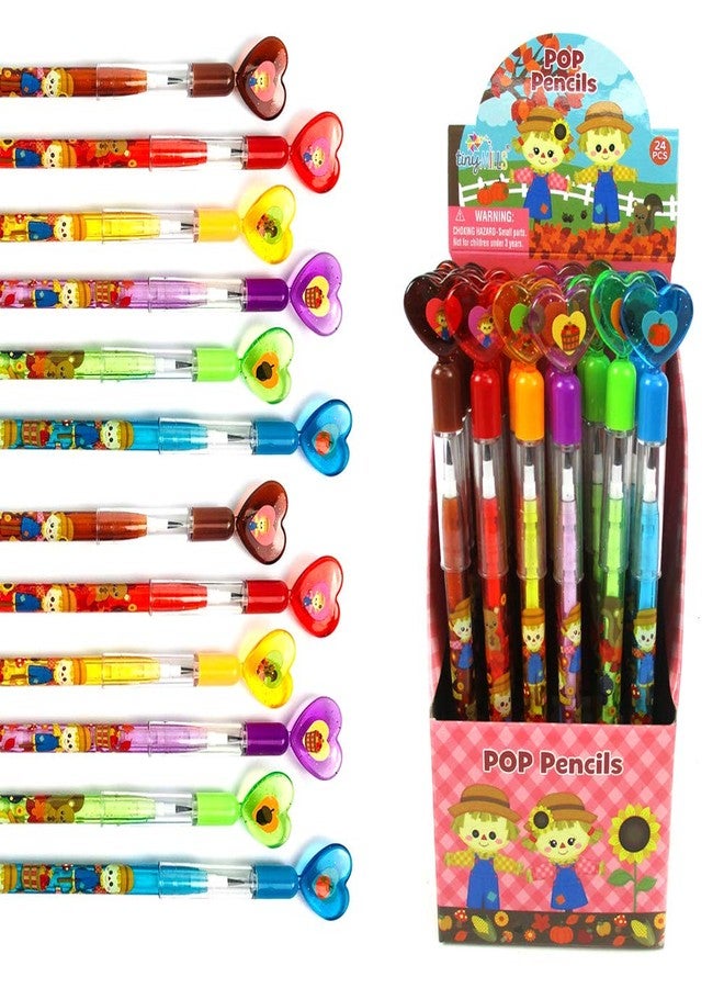 TINYMILLS 24 Pcs Fall Harvest Autumn Thanksgiving Multi Point Pencils Party Favors Goodie Bag Stuffers Carnival Prize Classroom Rewards - Image 1