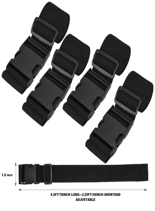 BASRI Luggage Belts for Suitcases 1.5" X6.5ft with Quick Released Buckle Adjustable Unisex 4 Pack (Black) - Image 2