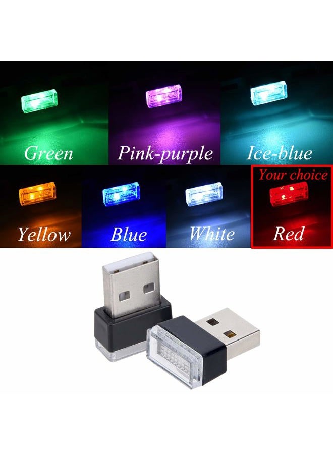 Febrytold 4Pcs Red USB Car Interior Atmosphere Lamps, Universal Mini Led USB Lights for Car Decoration, Lighting - Image 2