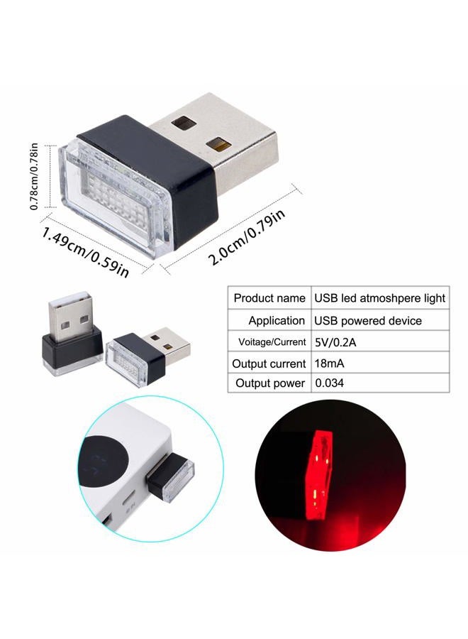 Febrytold 4Pcs Red USB Car Interior Atmosphere Lamps, Universal Mini Led USB Lights for Car Decoration, Lighting - Image 3