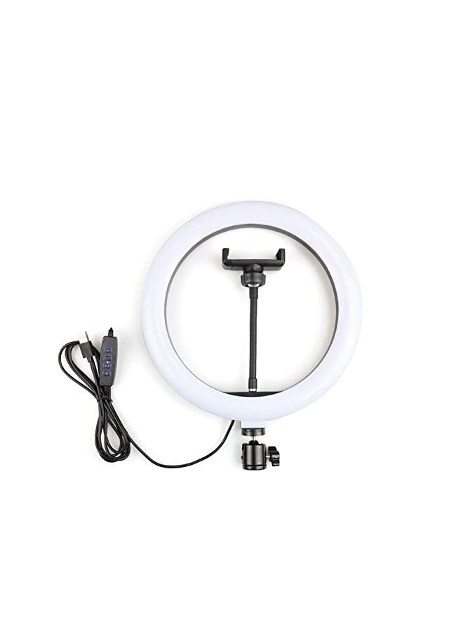 erorex Dimmable 26Cm Ring Light 3200 5500K Warm Cold Lamp With Long Arm Desktop Tablet Phone Holder Video Live Photography Selfie Light Color : Only Ring Light  - Image 1