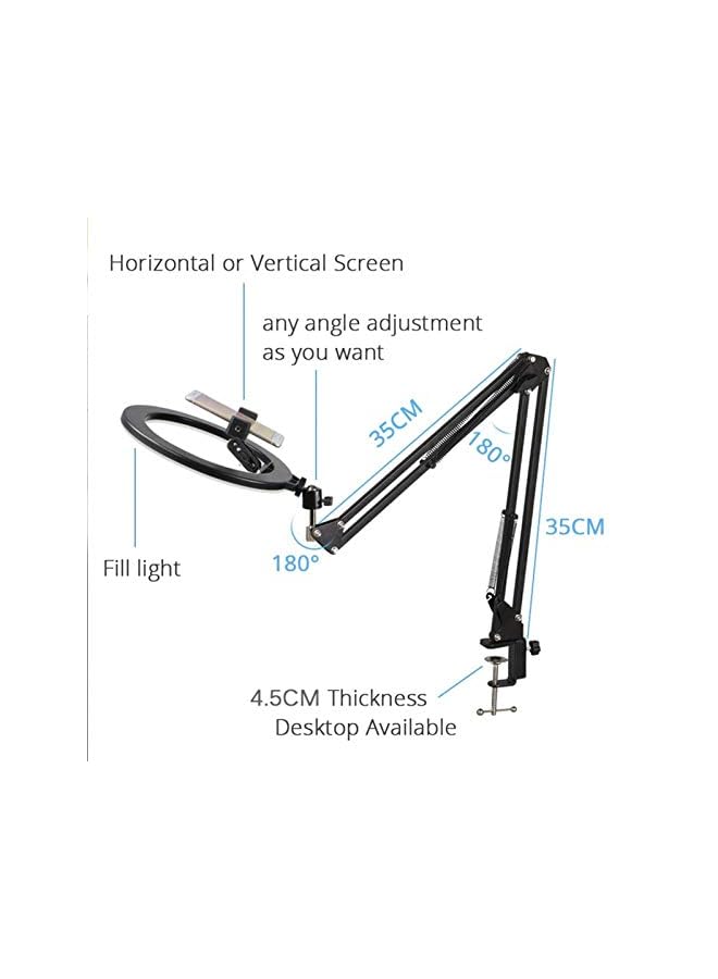 erorex Dimmable 26Cm Ring Light 3200 5500K Warm Cold Lamp With Long Arm Desktop Tablet Phone Holder Video Live Photography Selfie Light Color : Only Ring Light  - Image 4