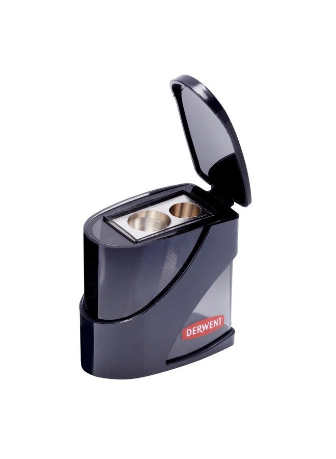 Derwent Twin Hole Pencil Sharpener, Black, 11.5Mm & 8.25Mm - Image 1