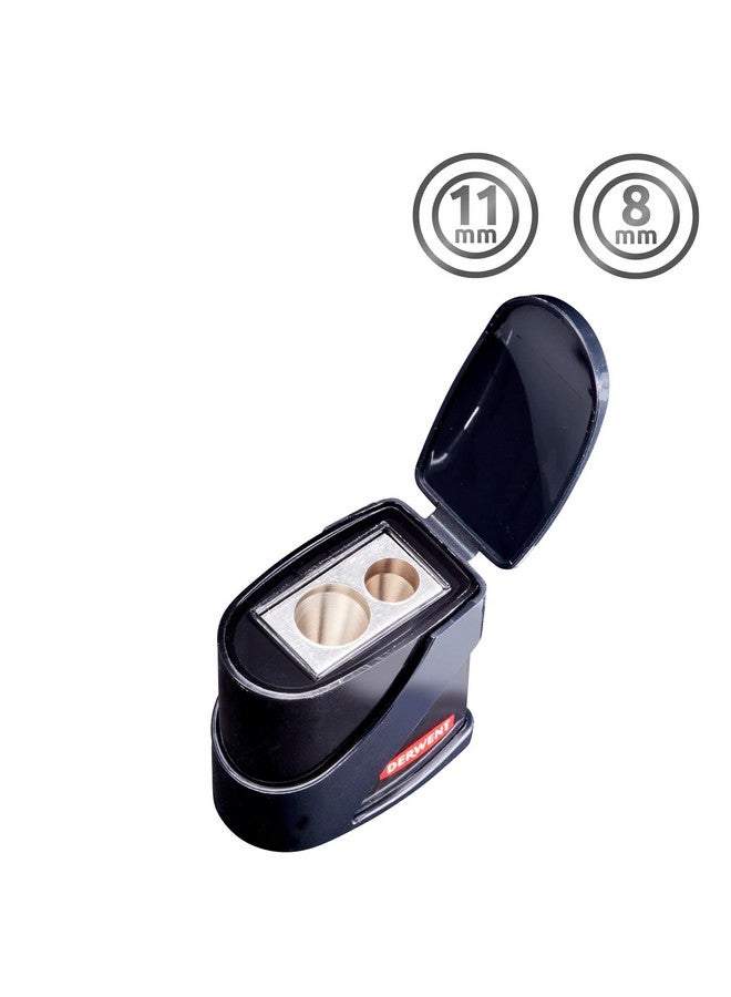 Derwent Twin Hole Pencil Sharpener, Black, 11.5Mm & 8.25Mm - Image 2