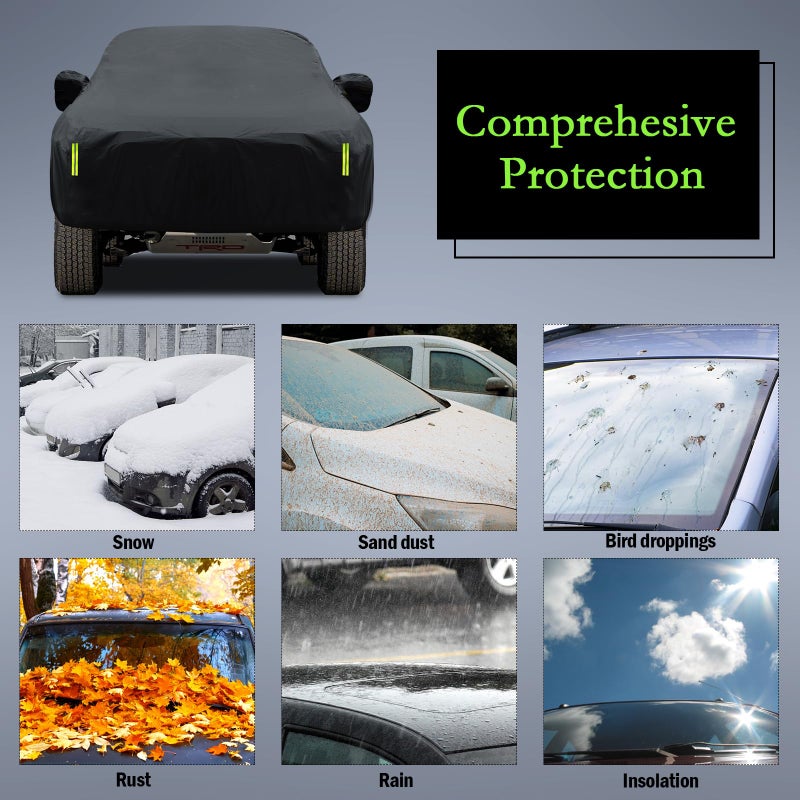 Migaven Car Cover Custom Fit for Toyota Tacoma 2005-2025, Waterproof All Weather for Automobiles Full Exterior Cover Rain Sun Snow Protector with Door Zipper Black - Image 2