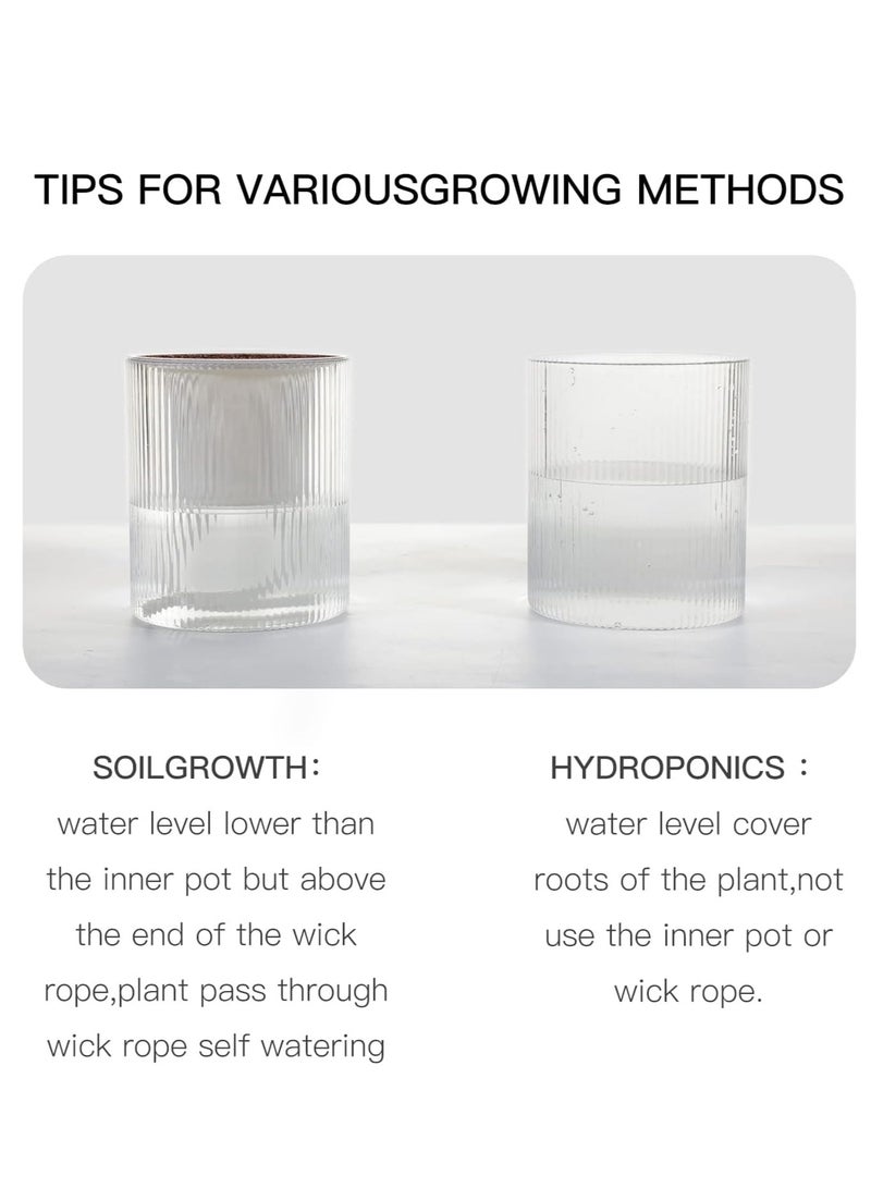 Generic Flower Pot Automatic Watering Flower 4-inch Indoor Planter Double-layer Transparent White Plastic Flowerpot Water Storage Family Cylindrical Rib Decoration Violet Orchid Aloe Herb Absorption Free  - Image 5