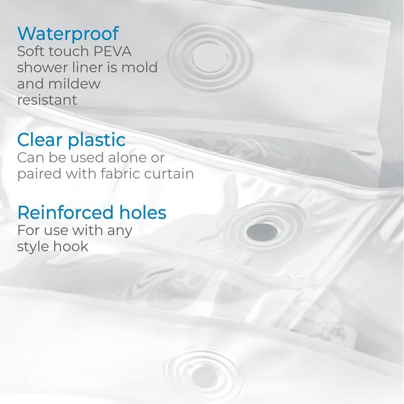 InterDesign iDesign Waterproof PEVA Plastic Shower Curtain Liner for Use Alone or With Fabric Curtain, 72â€ x 72â€, Clear - Image 3