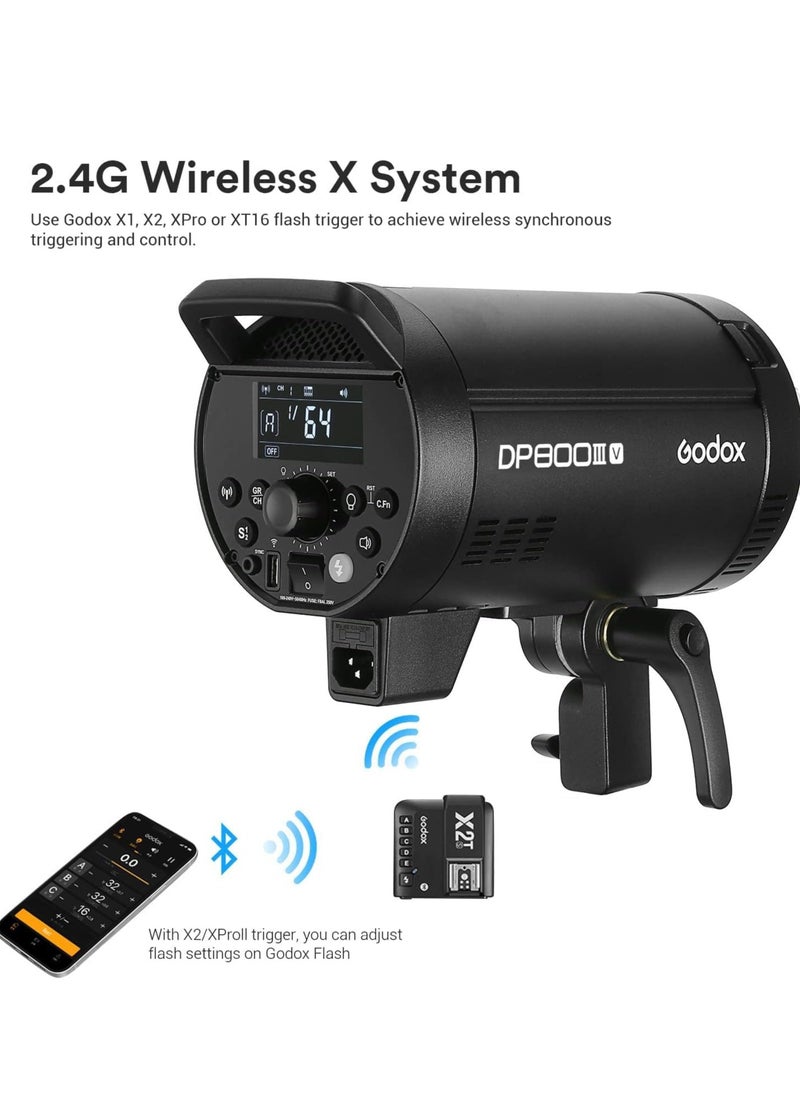 Godox - DP800III-V Studio Flash Powerful with 30W COB LED Modeling Lamp 5800K ± 200K, GN126 800Ws Professional Flash with Godox 2.4G Wireless X Flash Strobe System, Bowens Support - Image 1