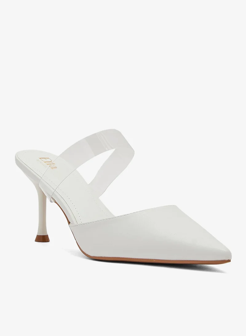 ايلا حذاء بكعب مدبب بحزام شفاف