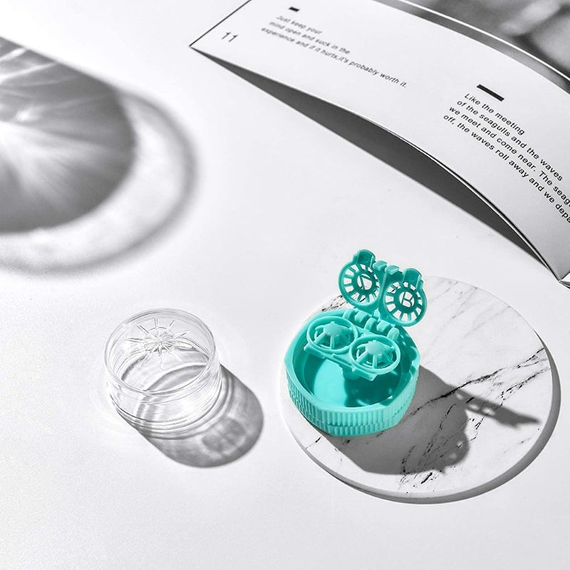 Luckam Contact Lens Case, 2 Pack Cartoon Portable Fashion Glasses Travel Storage Box, Manually Contact Lens Washer Container and Tool Tweezers Kit(Pink & Green) - Image 4