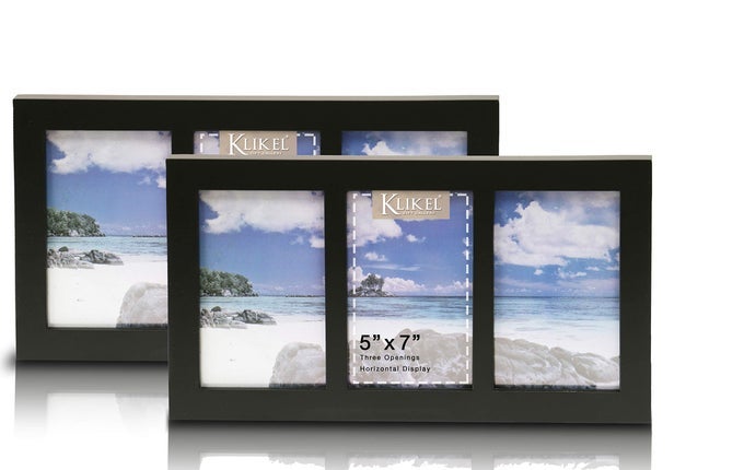 5X7 PICTURE FRAME BLACK WOODEN COLLAGE FRAME SET OF 2