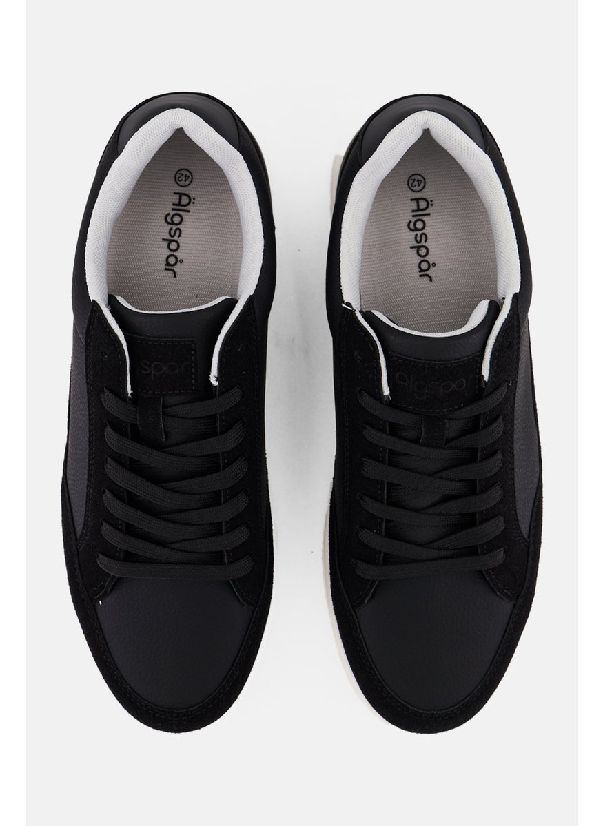 Algspar Men Brand Logo Lace Up Shoes, Black  - Image 4