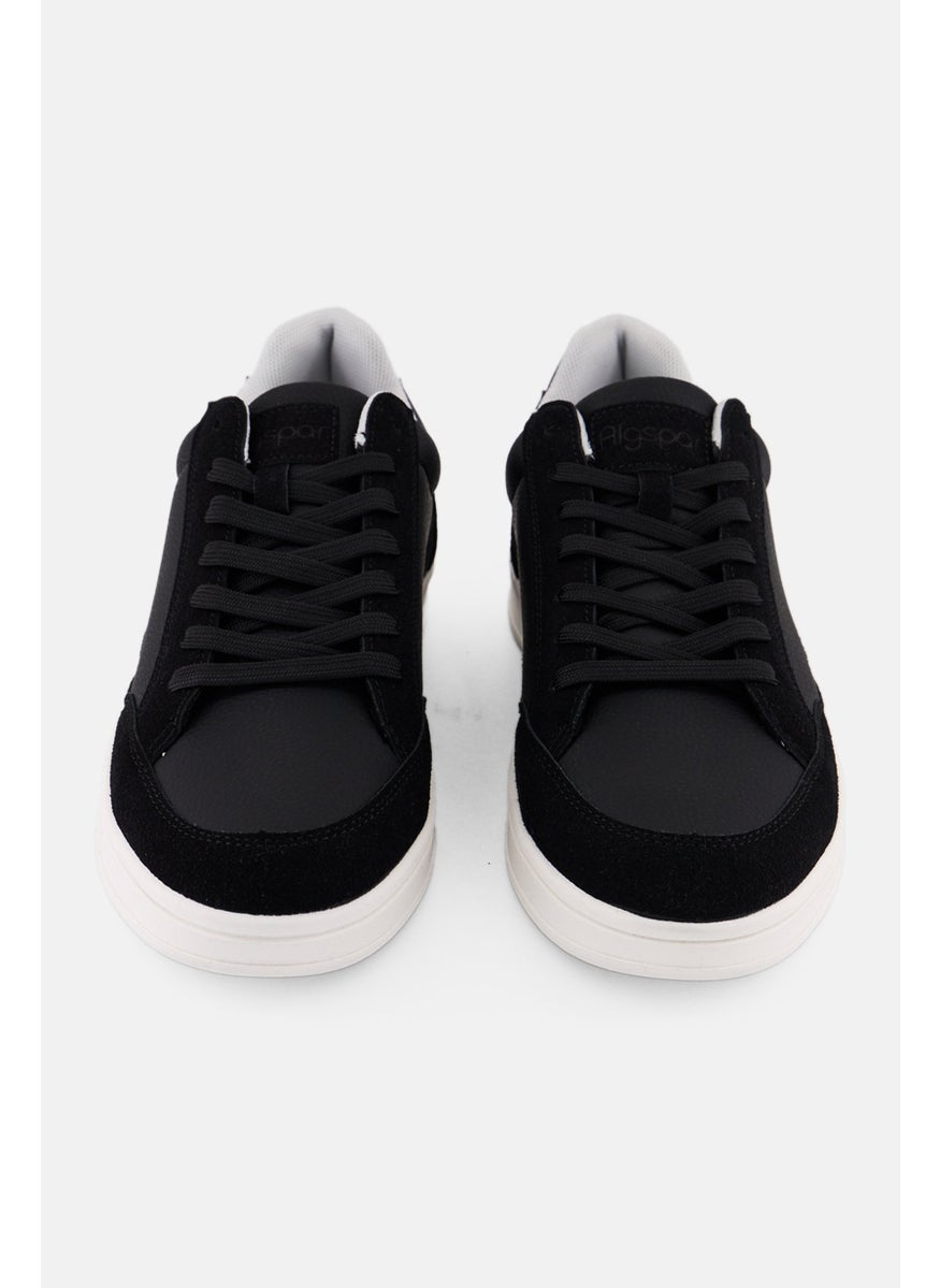 Algspar Men Brand Logo Lace Up Shoes, Black  - Image 3