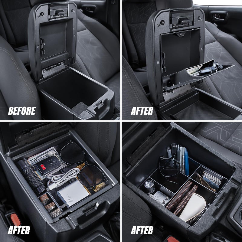 Carlimeki Center Console Organizer (3-piece set) for Tacoma 2016-2023 - for Tacoma Accessories - Image 2