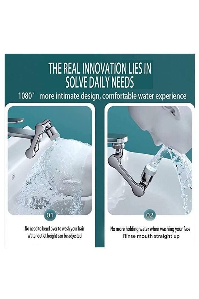 1080° Rotating Extender Aerator, Durable Splash Proof Faucet Extender, Two Ways Water Saver Faucet Aerator, Can Be Used for Bathroom Sink, Kitchen Sink - Image 5