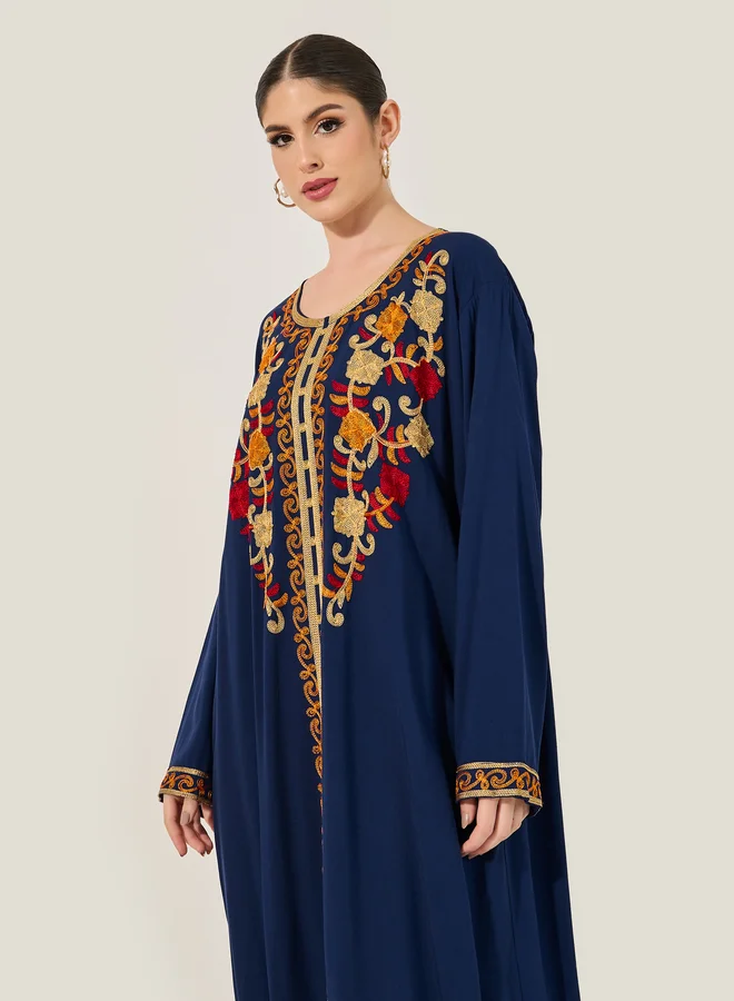 Styli Embroidered Round Neck A-Line Jalabyia