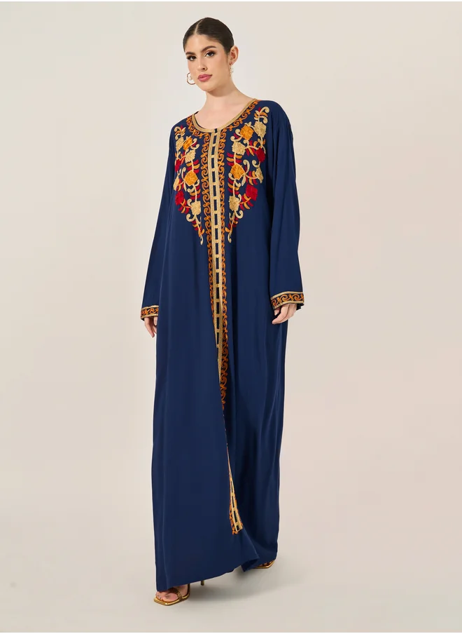 ستايلي Embroidered Round Neck A-Line Jalabyia