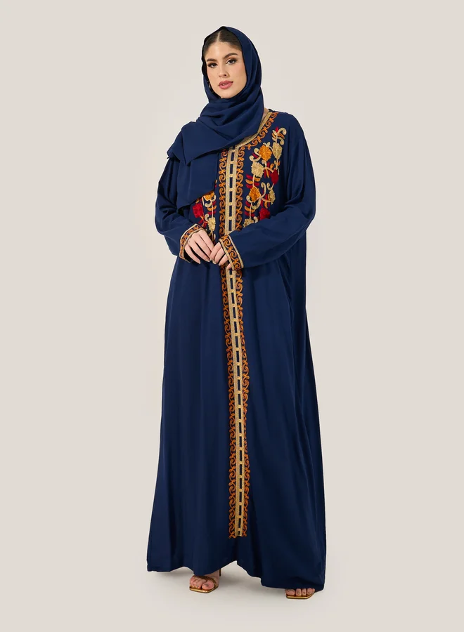Styli Embroidered Round Neck A-Line Jalabyia