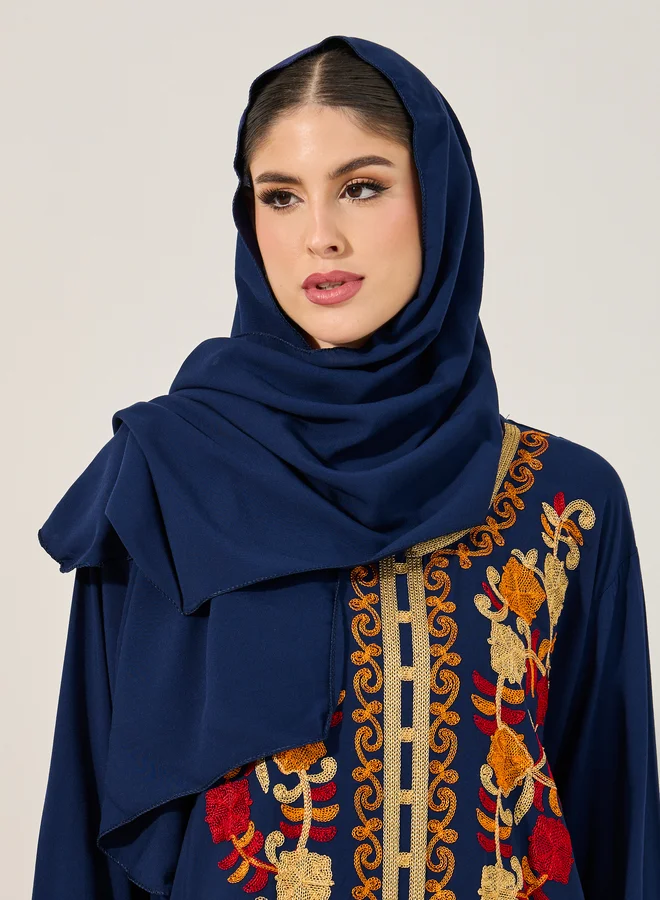 Styli Embroidered Round Neck A-Line Jalabyia